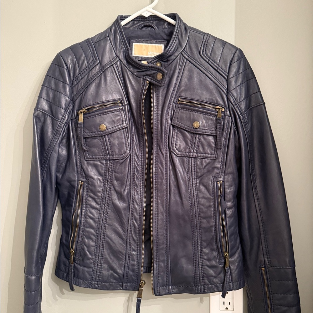 Women's Blue Leather Jacket
